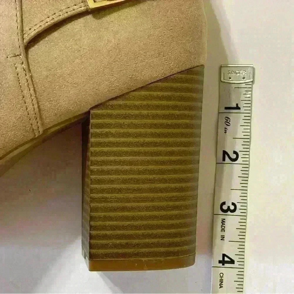 APT 9 Bootie Clocktan Peep Toe High Heel Womens Ankle Boot Size 10 Zip Taupe - Picture 8 of 13